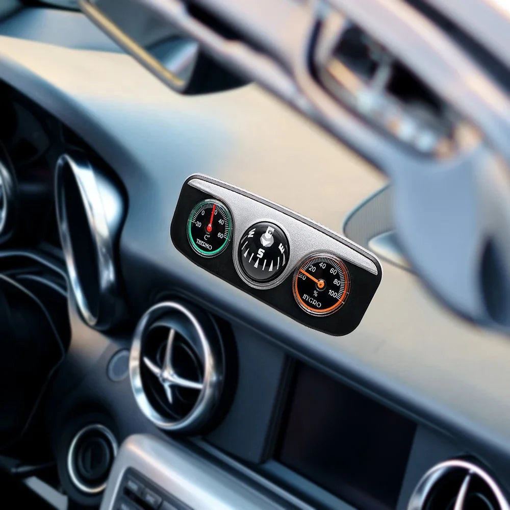 3-in-1 Car Compass Thermometer Hygrometer