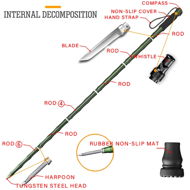 Multifunctional Folding Tactical Trekking Pole