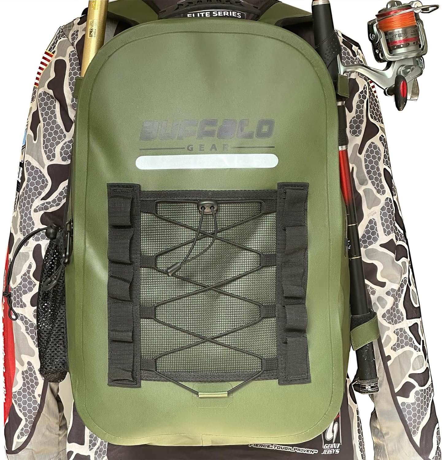 27QT Waterproof Fishing Backpack with Rod Holder