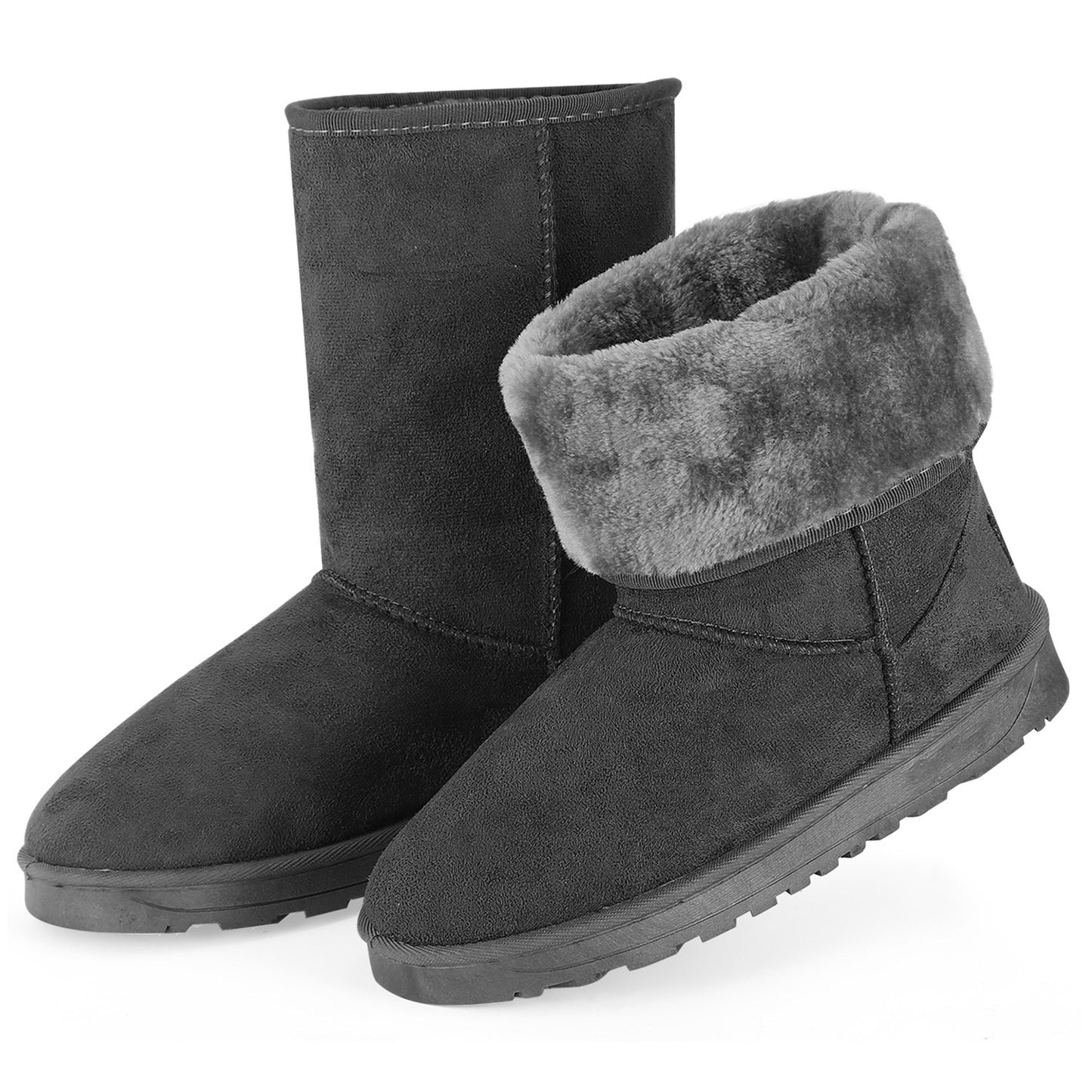 Women�s Waterproof Mid-Calf Snow Boots, Faux Suede, Fur-Lined, Warm & Cozy