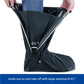 Rain Boot Shoe Covers – Black Waterproof High-Top Clear Rain & Dust Covers with Reflector for Motorcycle, Bike, Men & Women