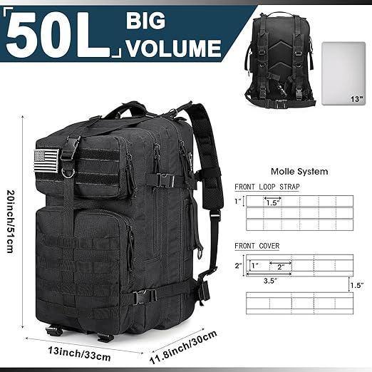 50L Tactical Backpack – 1000D MOLLE Insulated Military Pack