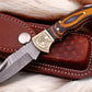 Custom Handmade Damascus Pocket Knife with Exotic Wood Handle