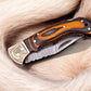 Custom Handmade Damascus Pocket Knife with Exotic Wood Handle